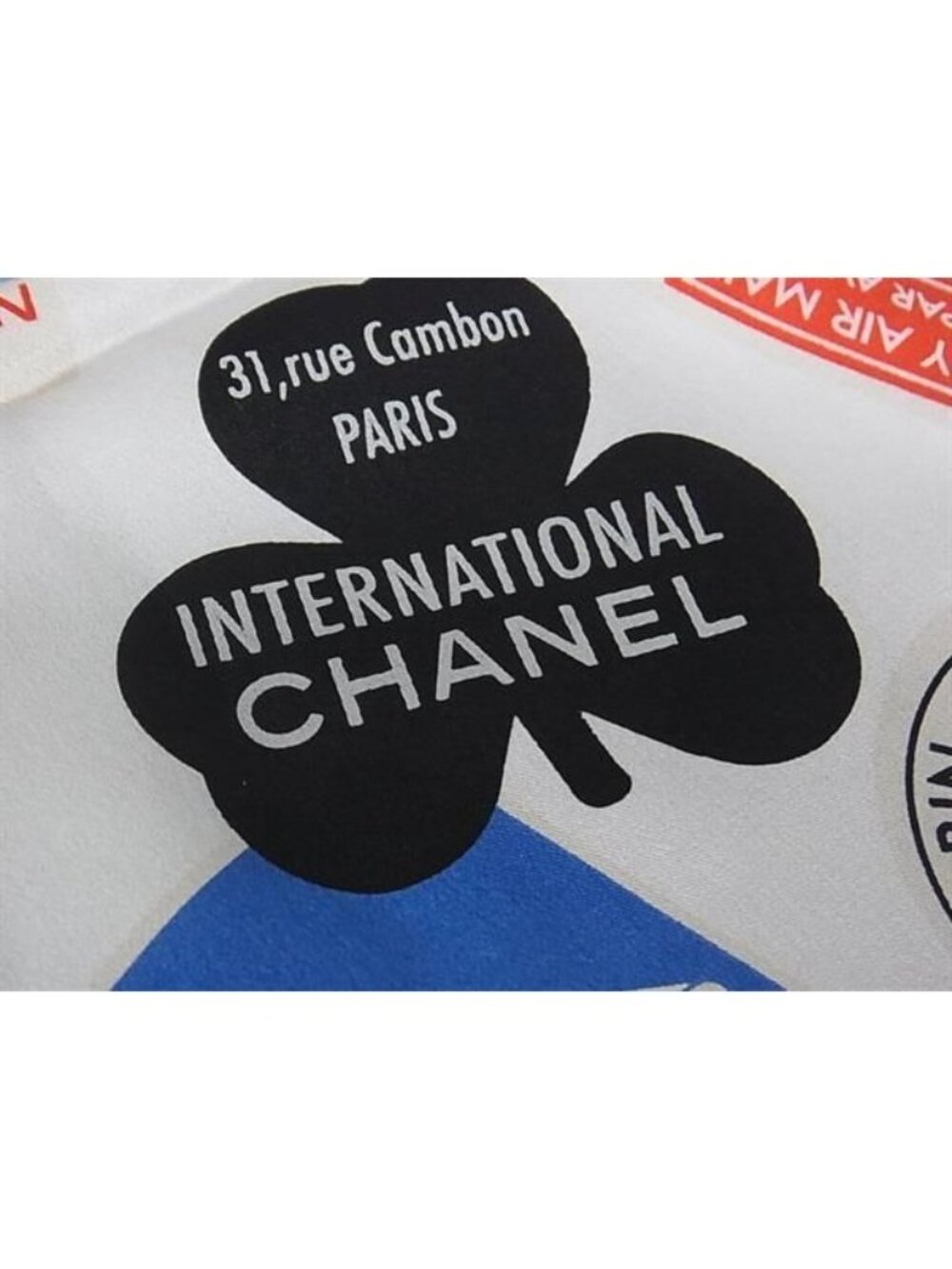 Chanel CC Logo Air Line Silk Scarf Shawl White Multicolor - Picture 5 of 7